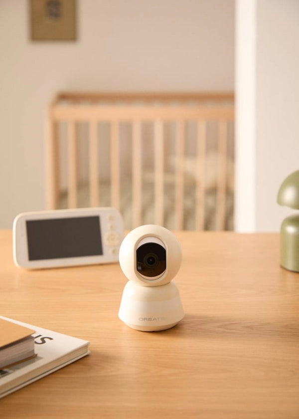 Baby Cam Connect Pro - Baby monitor con videocamera Wi-Fi, schermo e audio bidirezionale - Bianco sporco