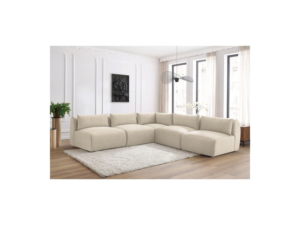 Jeanne - Modular Fixed Corner Sofa - Velvet Fabric with 4 Armless Chairs and 1 Corner Unit