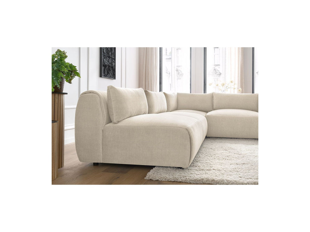 Jeanne - Modular Fixed Corner Sofa - Velvet Fabric with 4 Armless Chairs and 1 Corner Unit
