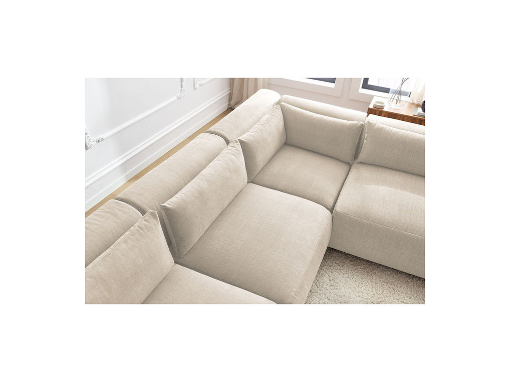 Jeanne - Modular Fixed Corner Sofa - Velvet Fabric with 4 Armless Chairs and 1 Corner Unit
