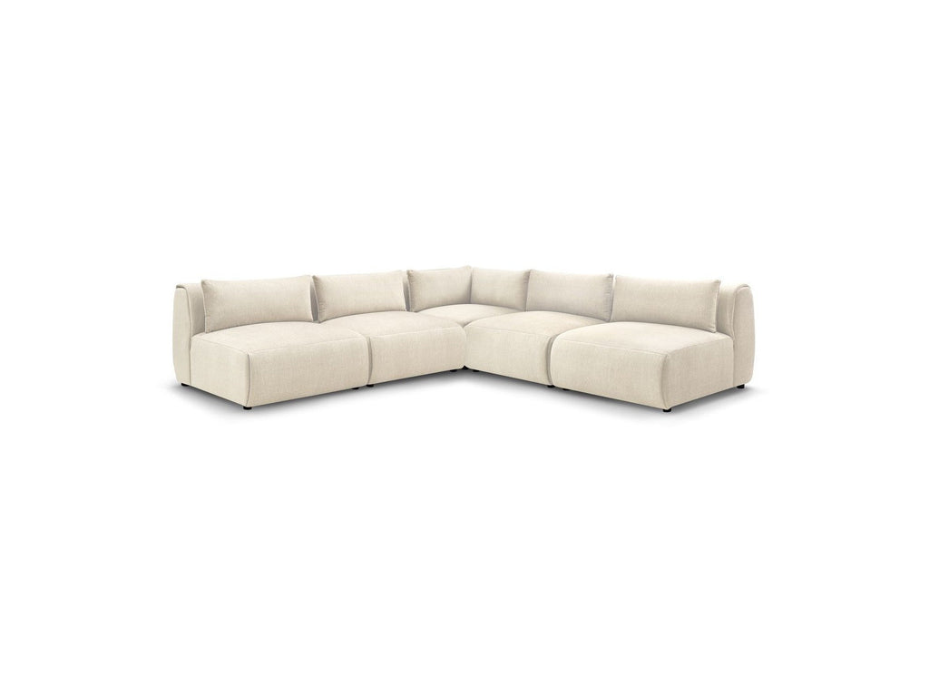 Jeanne - Modular Fixed Corner Sofa - Velvet Fabric with 4 Armless Chairs and 1 Corner Unit