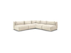 Jeanne - Modular Fixed Corner Sofa - Velvet Fabric with 4 Armless Chairs and 1 Corner Unit