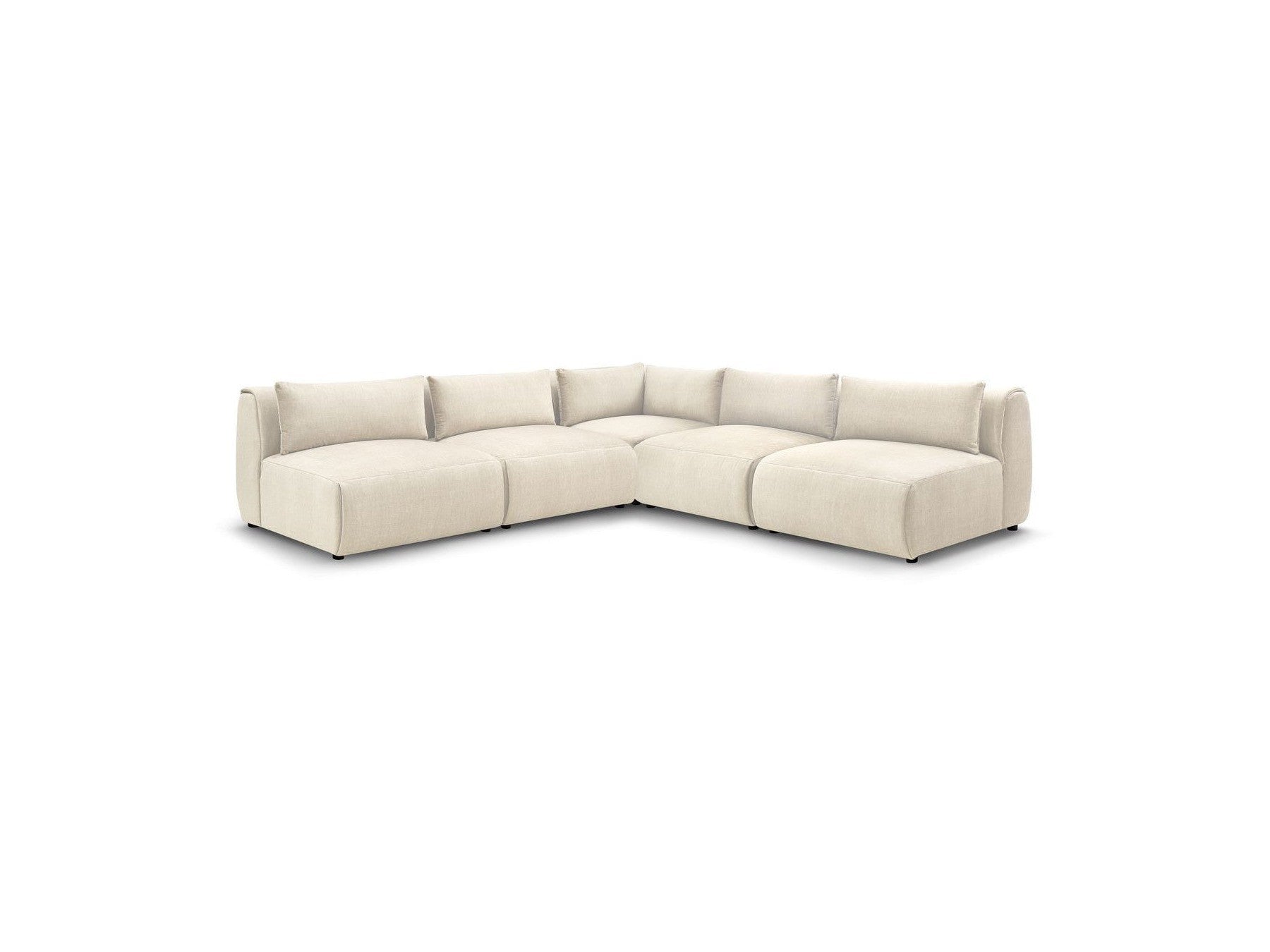 Jeanne - Modular Fixed Corner Sofa - Velvet Fabric with 4 Armless Chairs and 1 Corner Unit