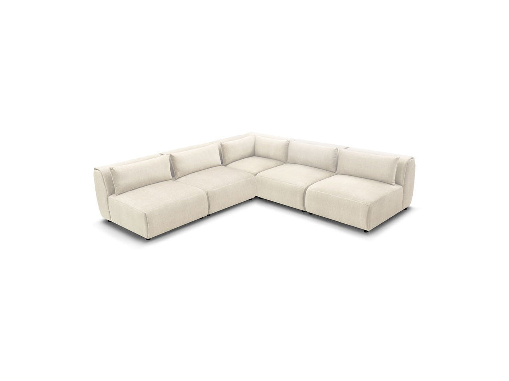 Jeanne - Modular Fixed Corner Sofa - Velvet Fabric with 4 Armless Chairs and 1 Corner Unit