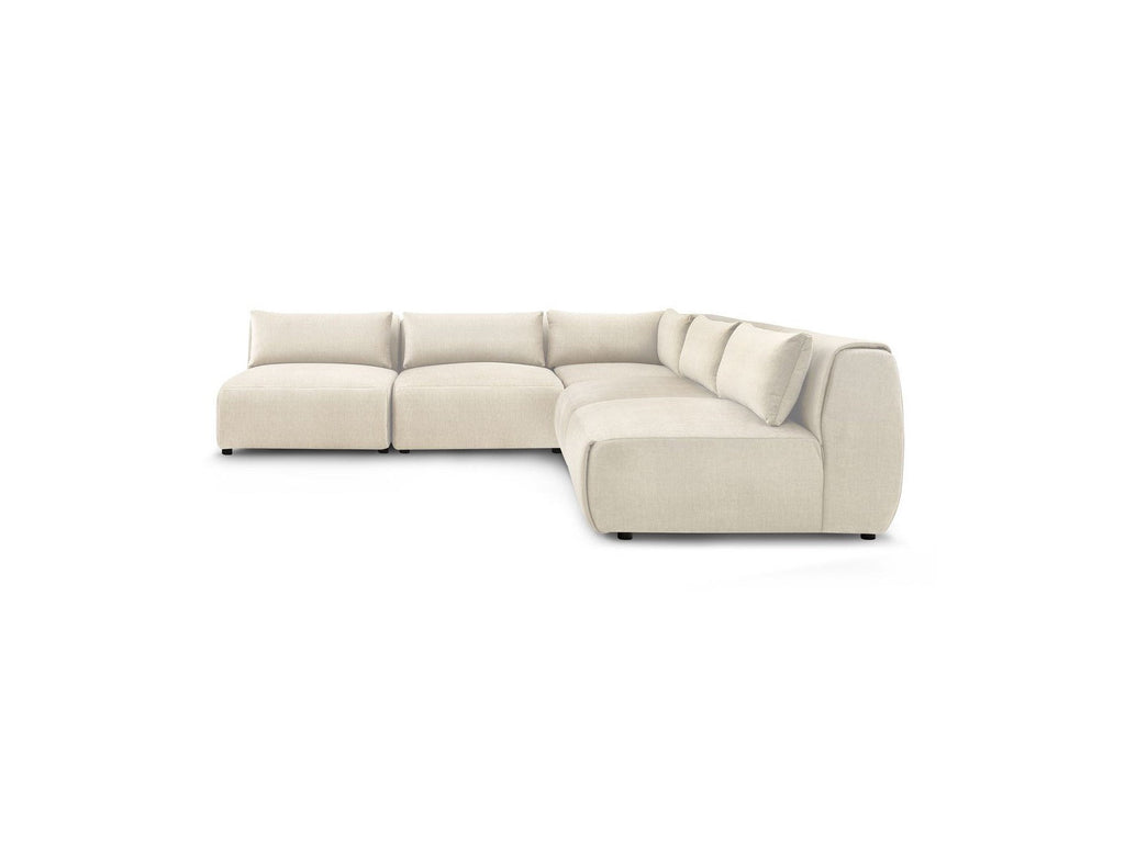 Jeanne - Modular Fixed Corner Sofa - Velvet Fabric with 4 Armless Chairs and 1 Corner Unit