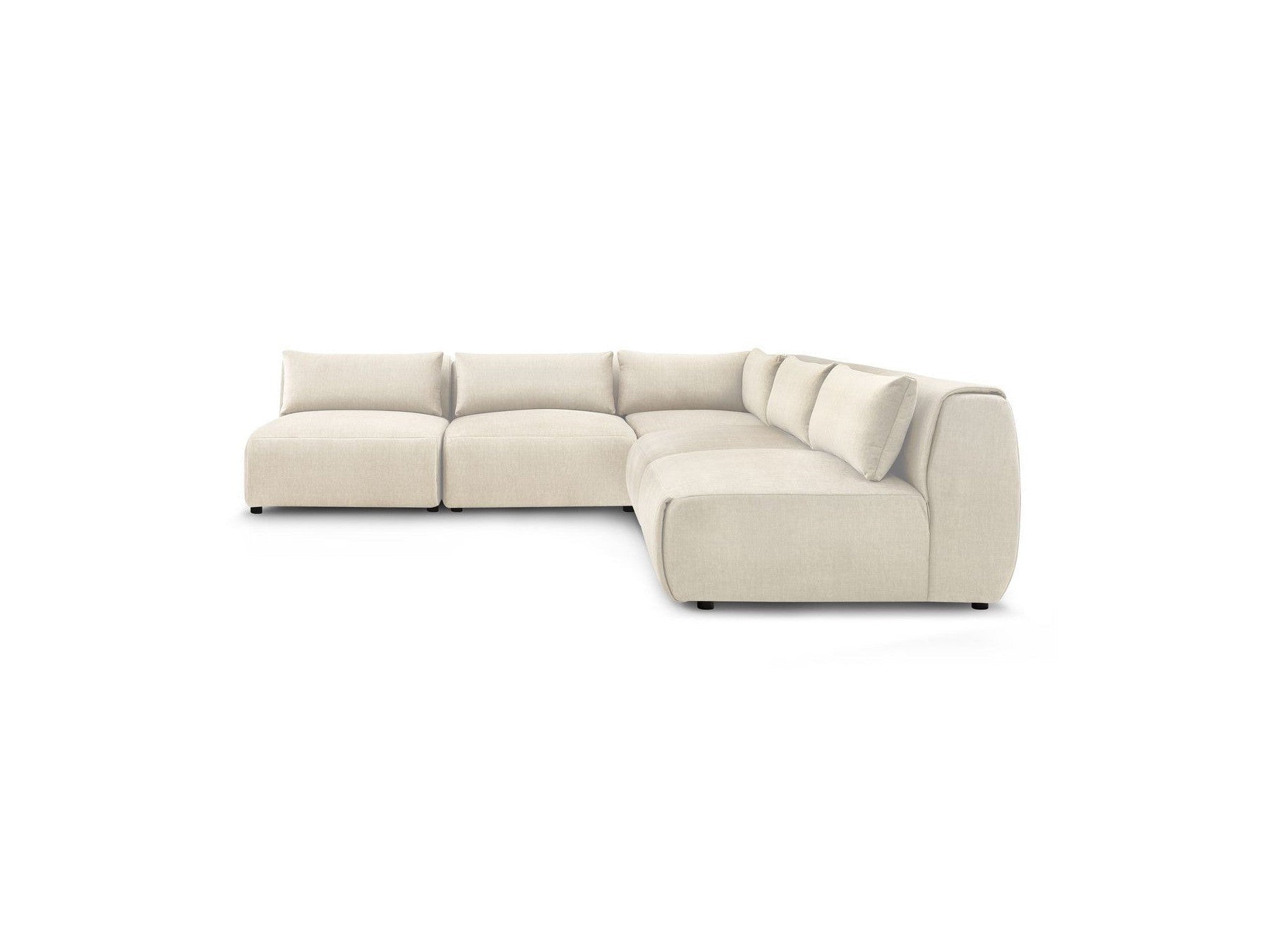 Jeanne - Modular Fixed Corner Sofa - Velvet Fabric with 4 Armless Chairs and 1 Corner Unit