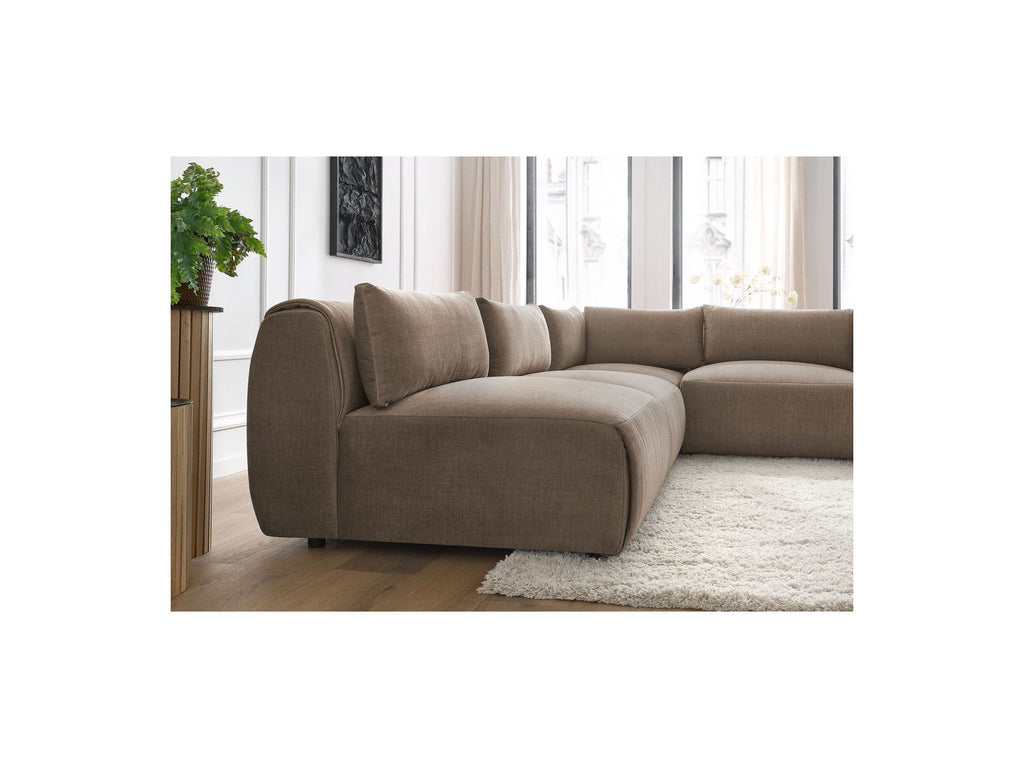 Jeanne - Modular Fixed Corner Sofa - Velvet Fabric with 4 Armless Chairs and 1 Corner Unit