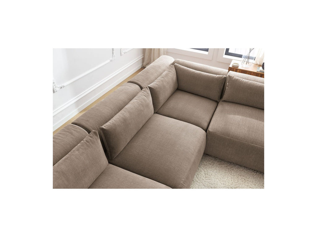 Jeanne - Modular Fixed Corner Sofa - Velvet Fabric with 4 Armless Chairs and 1 Corner Unit