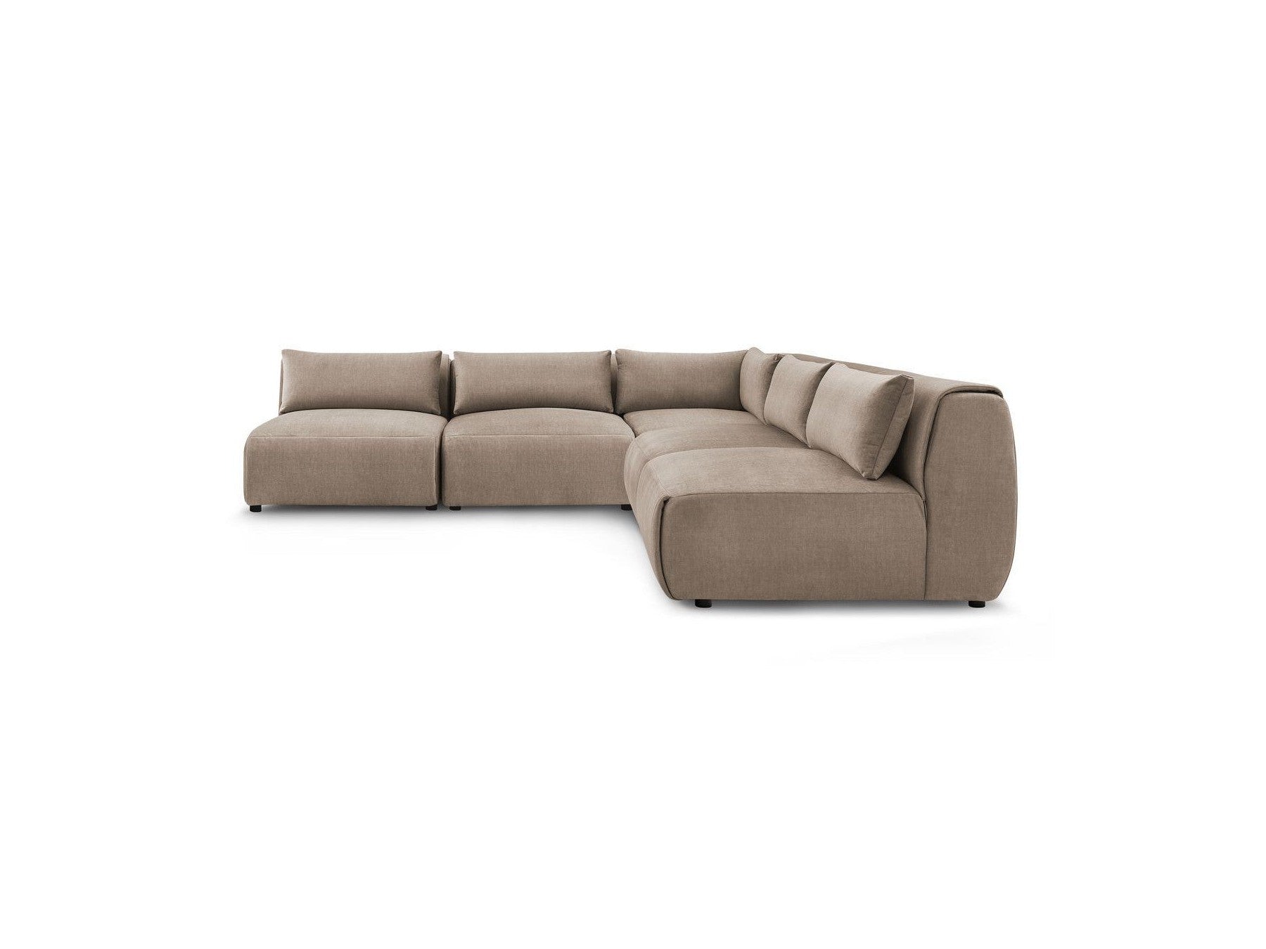 Jeanne - Modular Fixed Corner Sofa - Velvet Fabric with 4 Armless Chairs and 1 Corner Unit