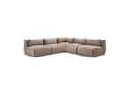 Jeanne - Modular Fixed Corner Sofa - Velvet Fabric with 4 Armless Chairs and 1 Corner Unit