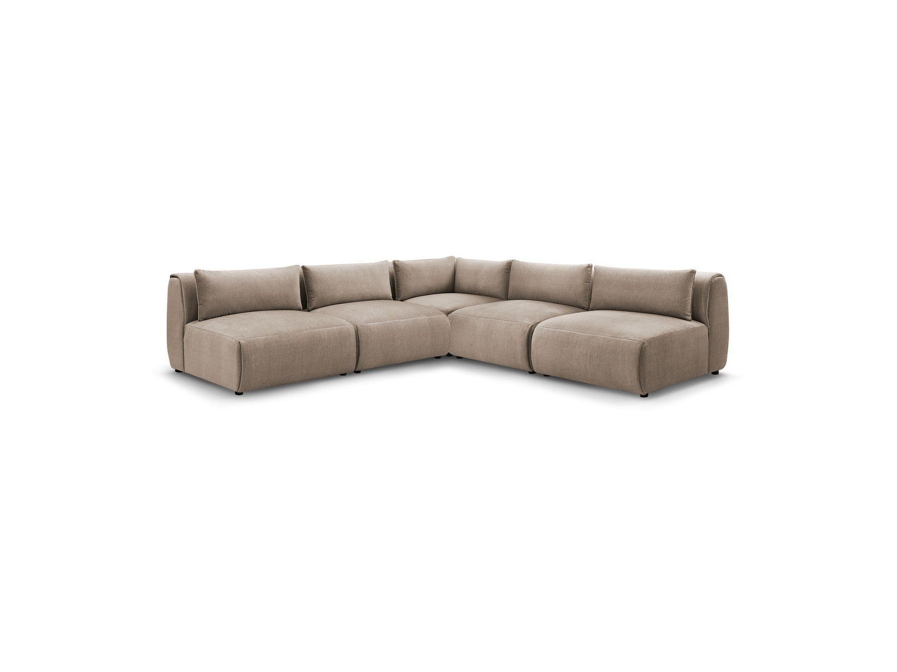 Jeanne - Modular Fixed Corner Sofa - Velvet Fabric with 4 Armless Chairs and 1 Corner Unit