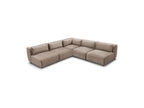 Jeanne - Modular Fixed Corner Sofa - Velvet Fabric with 4 Armless Chairs and 1 Corner Unit