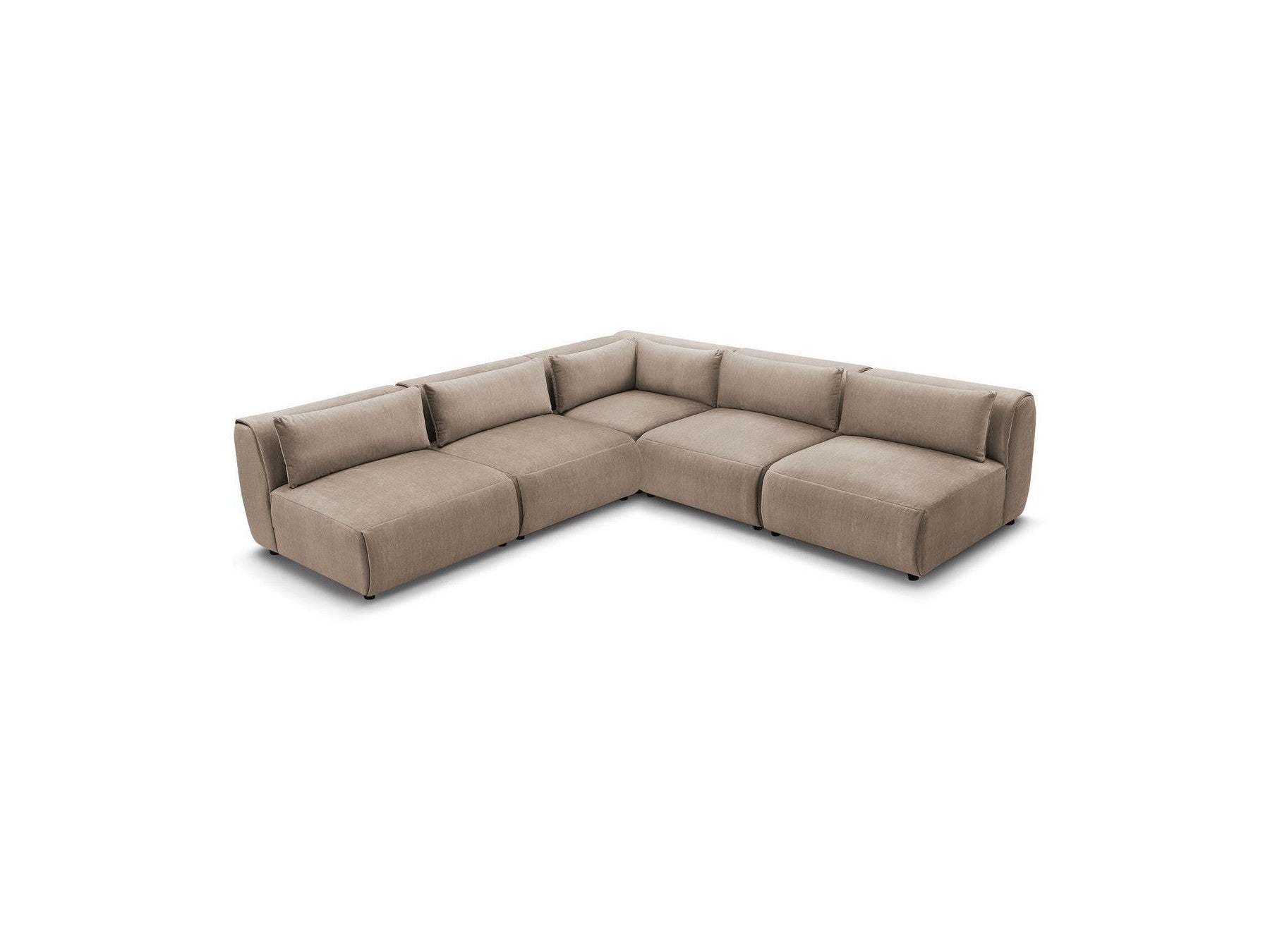 Jeanne - Modular Fixed Corner Sofa - Velvet Fabric with 4 Armless Chairs and 1 Corner Unit