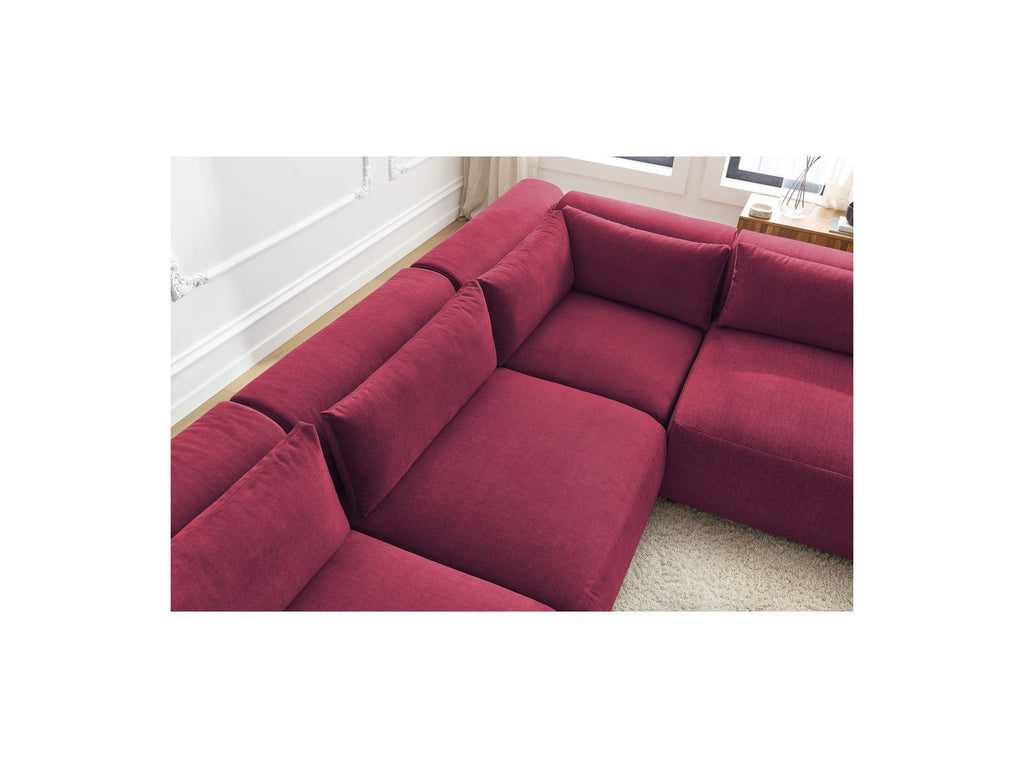 Jeanne - Modular Fixed Corner Sofa - Velvet Fabric with 4 Armless Chairs and 1 Corner Unit