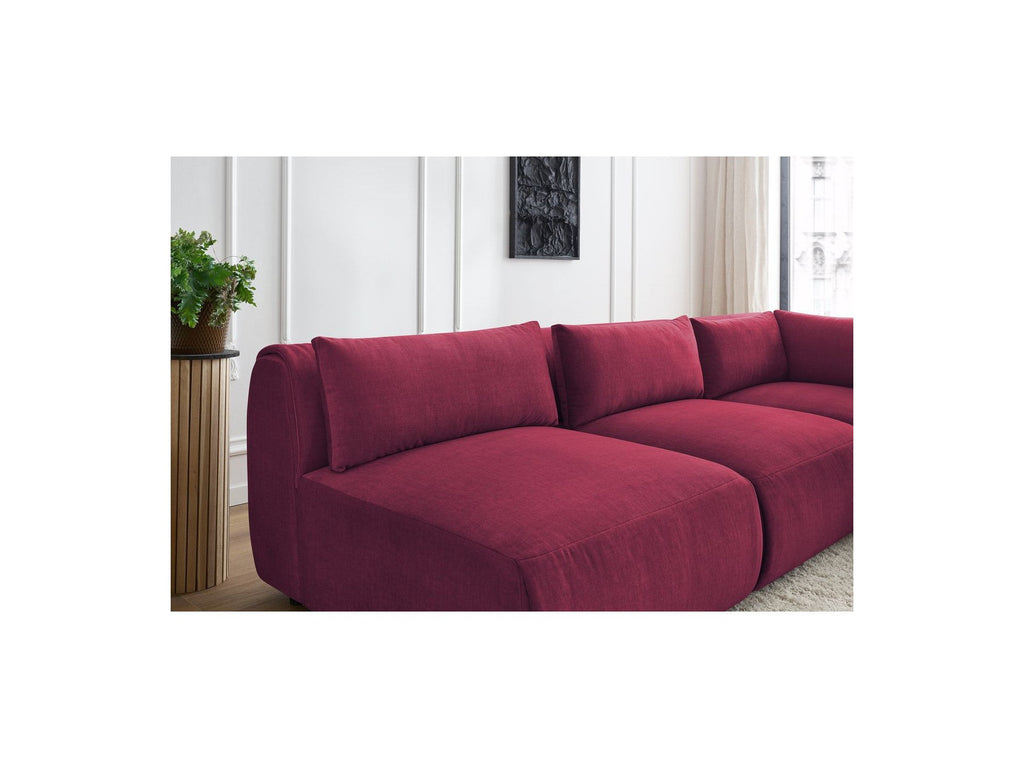 Jeanne - Modular Fixed Corner Sofa - Velvet Fabric with 4 Armless Chairs and 1 Corner Unit