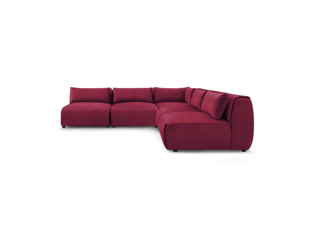 Jeanne - Modular Fixed Corner Sofa - Velvet Fabric with 4 Armless Chairs and 1 Corner Unit