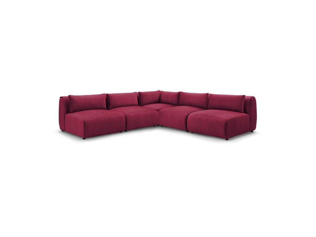 Jeanne - Modular Fixed Corner Sofa - Velvet Fabric with 4 Armless Chairs and 1 Corner Unit