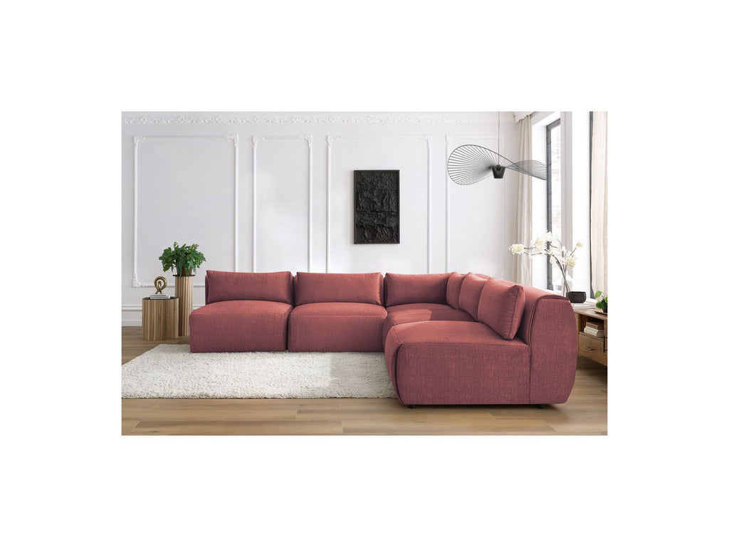 Jeanne - Modular Fixed Corner Sofa - Velvet Fabric with 4 Armless Chairs and 1 Corner Unit