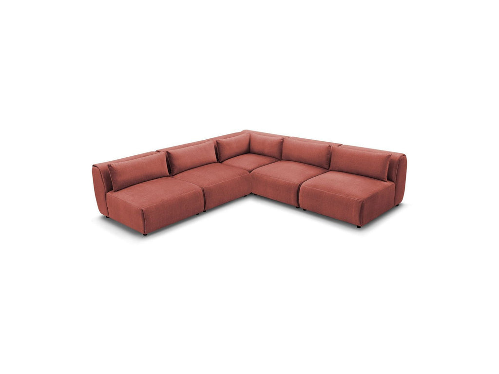 Jeanne - Modular Fixed Corner Sofa - Velvet Fabric with 4 Armless Chairs and 1 Corner Unit