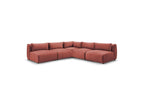 Jeanne - Modular Fixed Corner Sofa - Velvet Fabric with 4 Armless Chairs and 1 Corner Unit