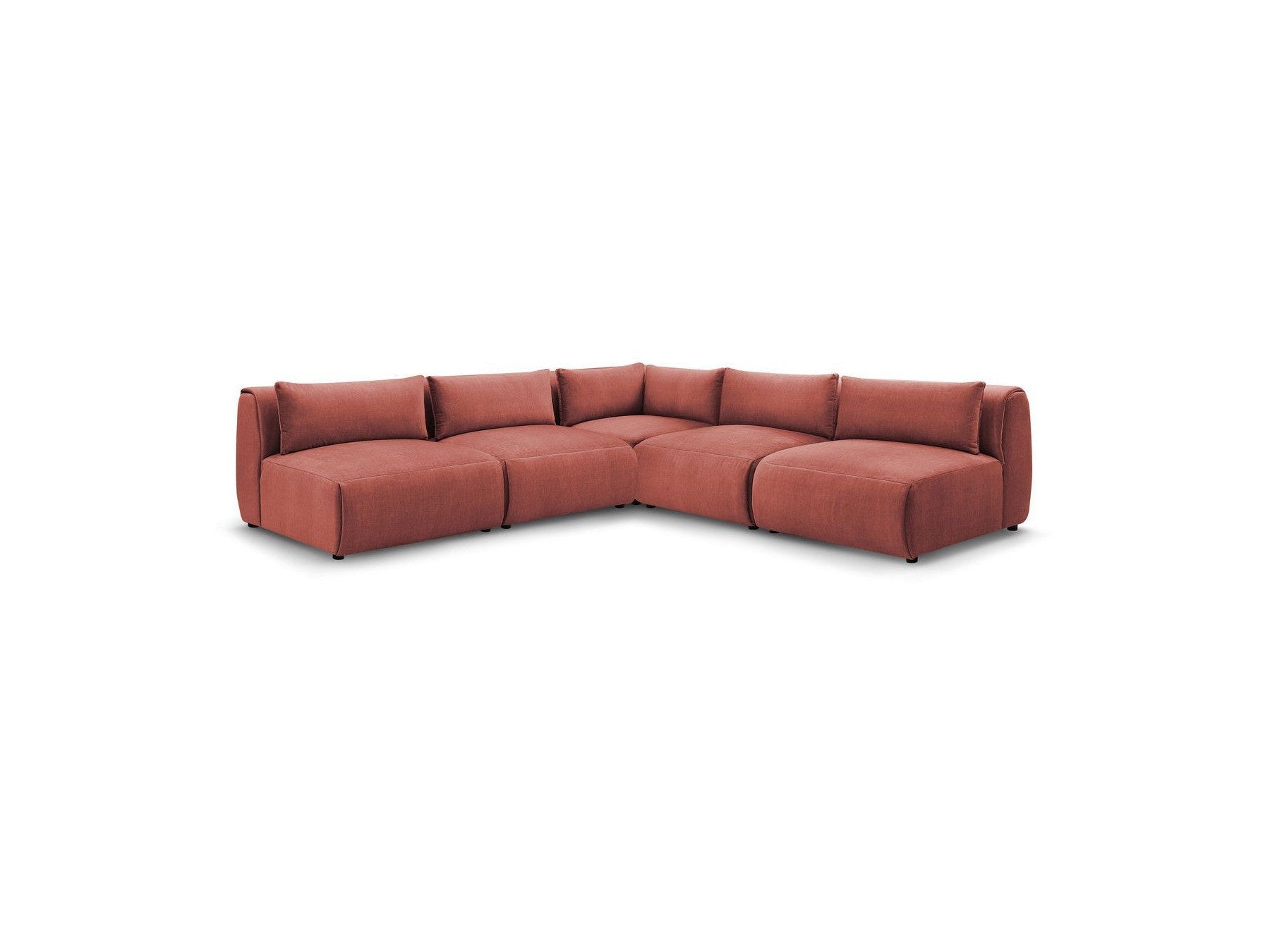 Jeanne - Modular Fixed Corner Sofa - Velvet Fabric with 4 Armless Chairs and 1 Corner Unit