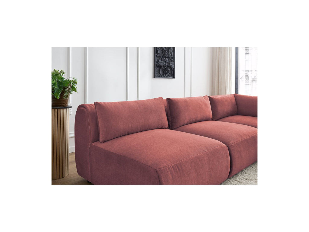 Jeanne - Modular Fixed Corner Sofa - Velvet Fabric with 4 Armless Chairs and 1 Corner Unit