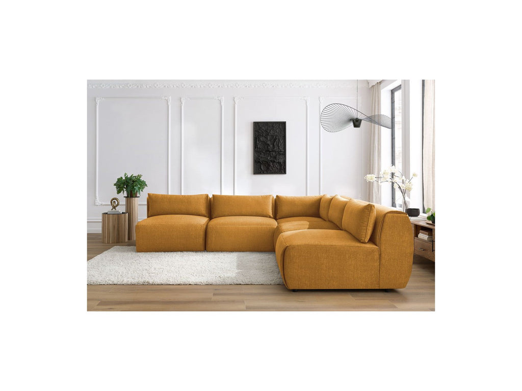 Jeanne - Modular Fixed Corner Sofa - Velvet Fabric with 4 Armless Chairs and 1 Corner Unit