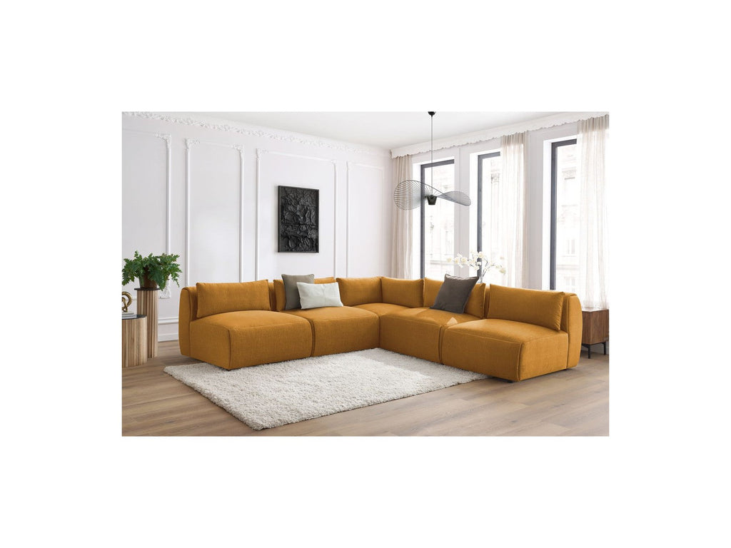 Jeanne - Modular Fixed Corner Sofa - Velvet Fabric with 4 Armless Chairs and 1 Corner Unit