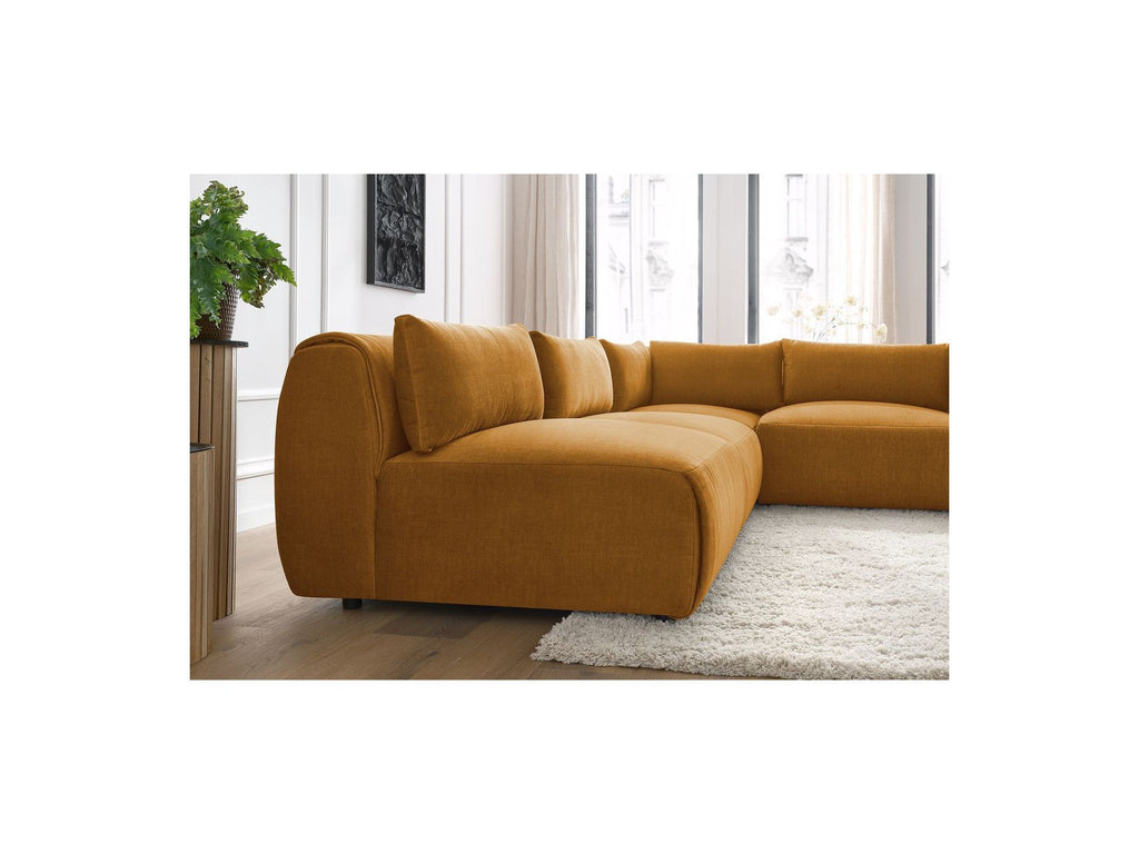 Jeanne - Modular Fixed Corner Sofa - Velvet Fabric with 4 Armless Chairs and 1 Corner Unit
