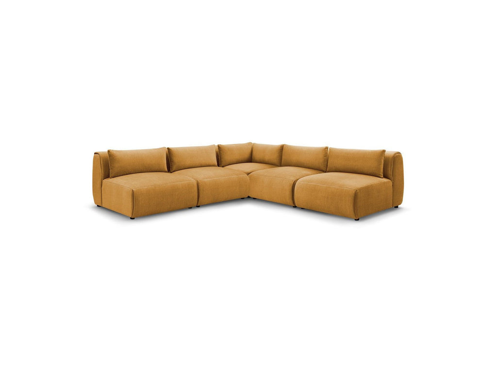 Jeanne - Modular Fixed Corner Sofa - Velvet Fabric with 4 Armless Chairs and 1 Corner Unit
