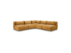 Jeanne - Modular Fixed Corner Sofa - Velvet Fabric with 4 Armless Chairs and 1 Corner Unit