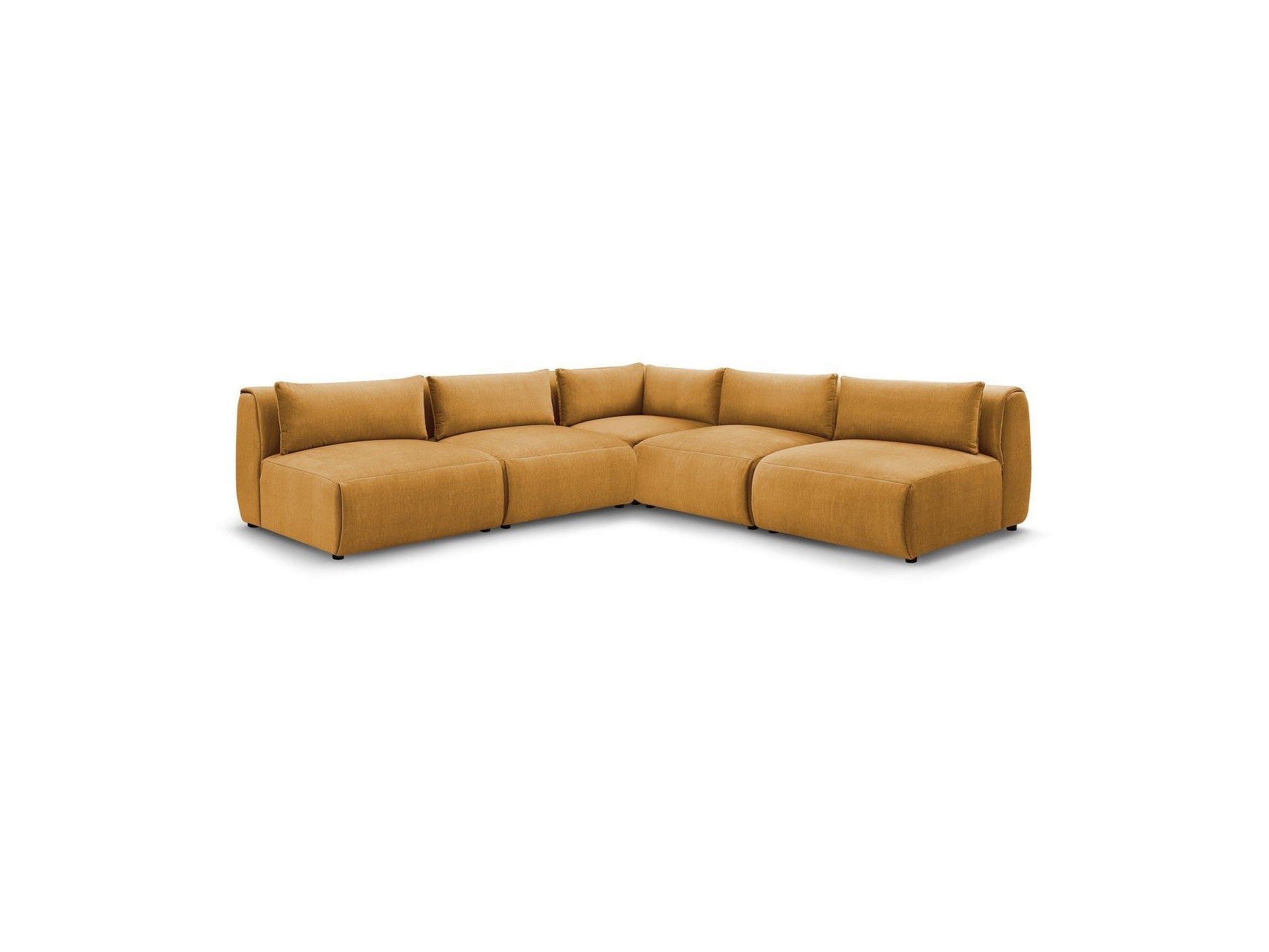 Jeanne - Modular Fixed Corner Sofa - Velvet Fabric with 4 Armless Chairs and 1 Corner Unit