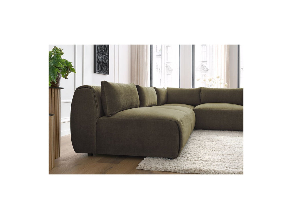 Jeanne - Modular Fixed Corner Sofa - Velvet Fabric with 4 Armless Chairs and 1 Corner Unit