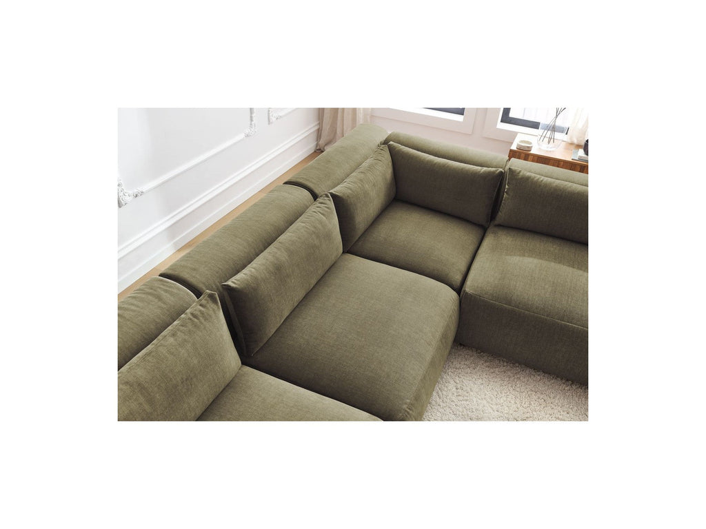 Jeanne - Modular Fixed Corner Sofa - Velvet Fabric with 4 Armless Chairs and 1 Corner Unit