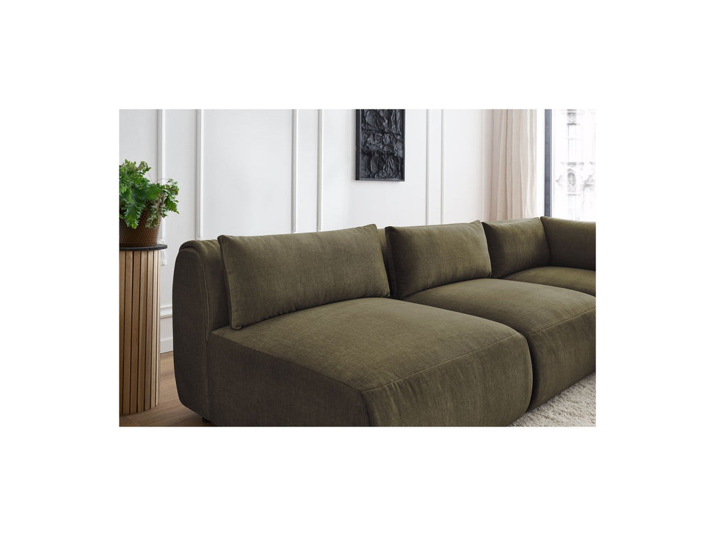 Jeanne - Modular Fixed Corner Sofa - Velvet Fabric with 4 Armless Chairs and 1 Corner Unit