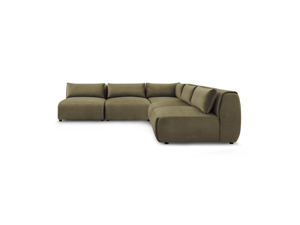 Jeanne - Modular Fixed Corner Sofa - Velvet Fabric with 4 Armless Chairs and 1 Corner Unit