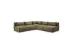 Jeanne - Modular Fixed Corner Sofa - Velvet Fabric with 4 Armless Chairs and 1 Corner Unit