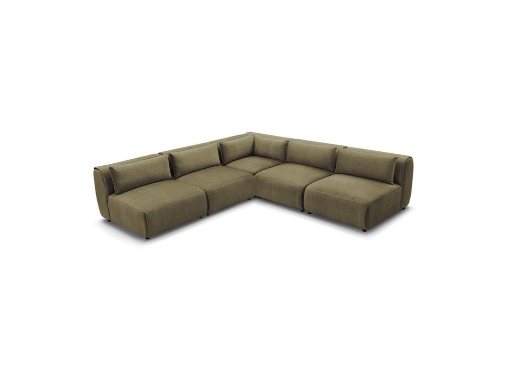 Jeanne - Modular Fixed Corner Sofa - Velvet Fabric with 4 Armless Chairs and 1 Corner Unit