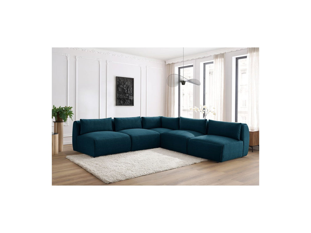 Jeanne - Modular Fixed Corner Sofa - Velvet Fabric with 4 Armless Chairs and 1 Corner Unit