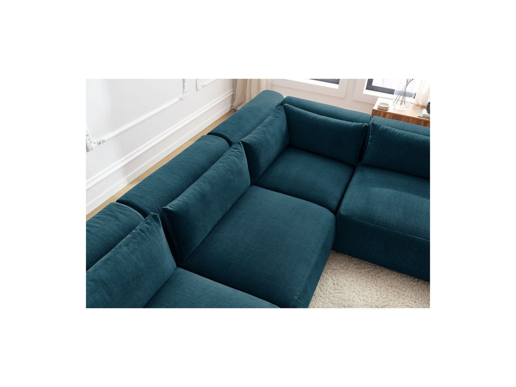 Jeanne - Modular Fixed Corner Sofa - Velvet Fabric with 4 Armless Chairs and 1 Corner Unit