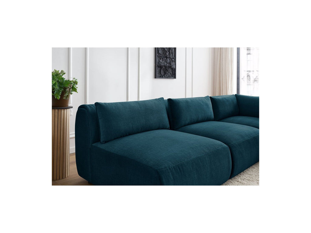 Jeanne - Modular Fixed Corner Sofa - Velvet Fabric with 4 Armless Chairs and 1 Corner Unit