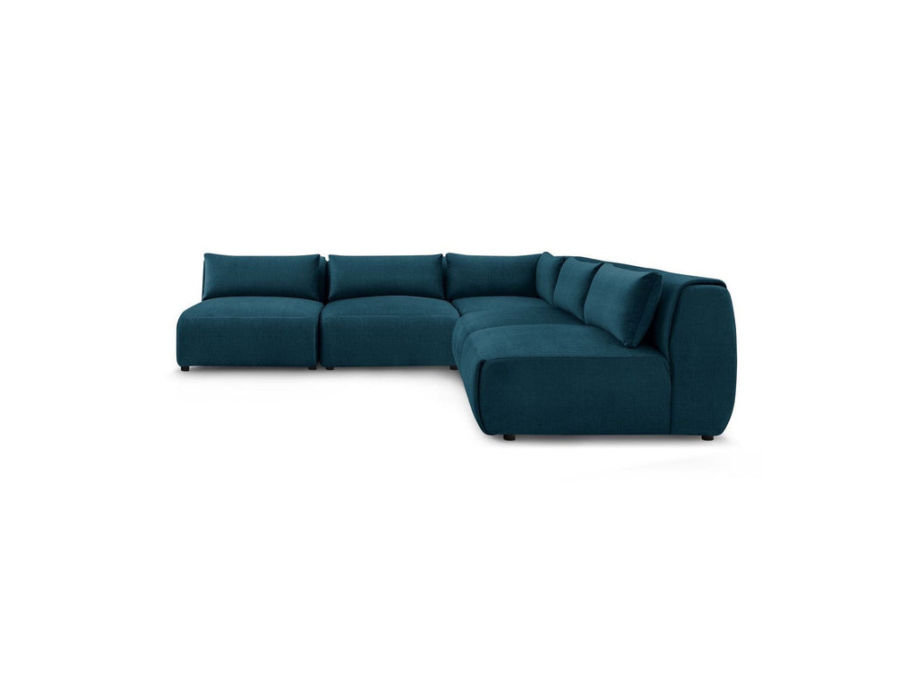 Jeanne - Modular Fixed Corner Sofa - Velvet Fabric with 4 Armless Chairs and 1 Corner Unit