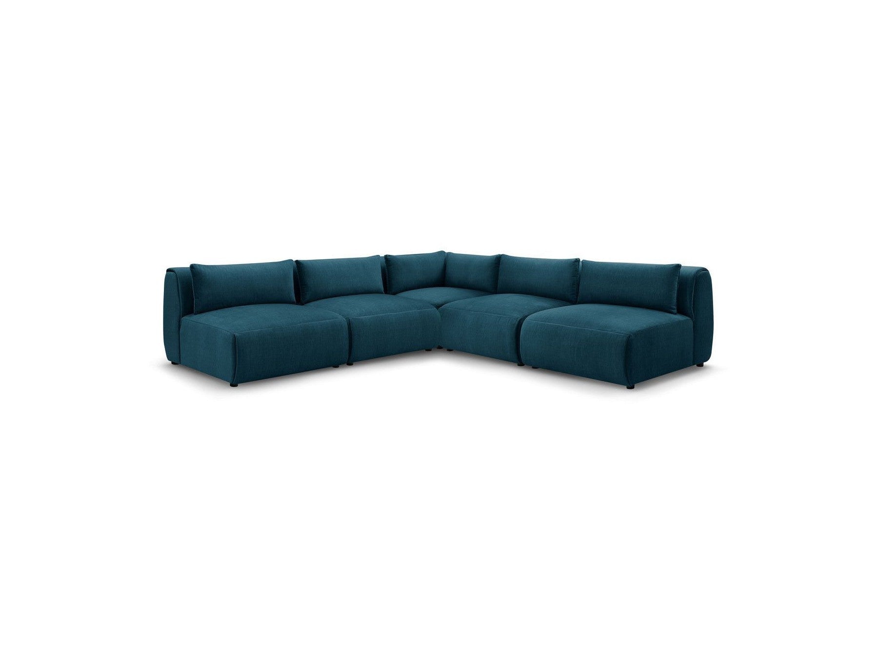 Jeanne - Modular Fixed Corner Sofa - Velvet Fabric with 4 Armless Chairs and 1 Corner Unit