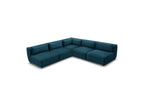 Jeanne - Modular Fixed Corner Sofa - Velvet Fabric with 4 Armless Chairs and 1 Corner Unit