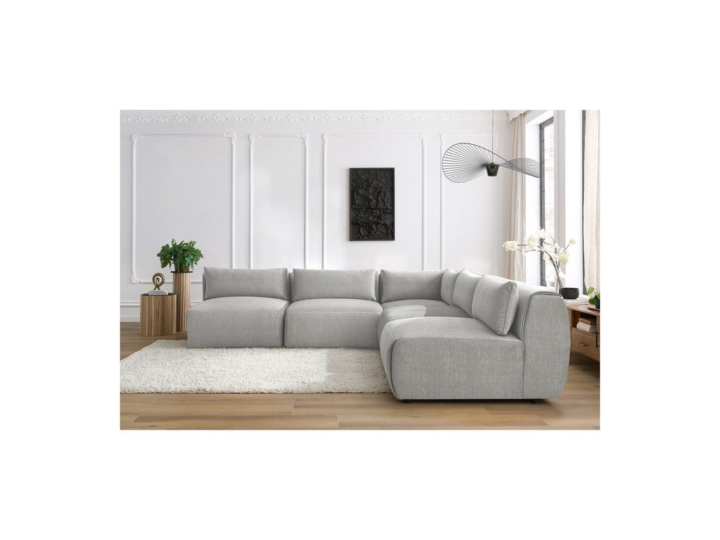 Jeanne - Modular Fixed Corner Sofa - Velvet Fabric with 4 Armless Chairs and 1 Corner Unit