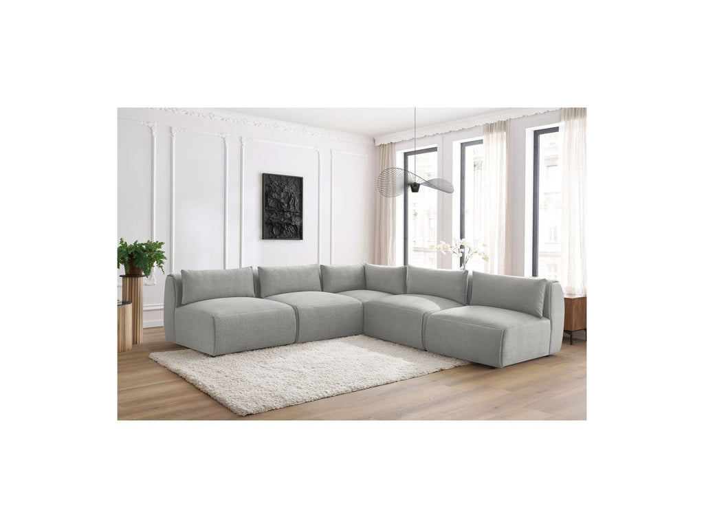 Jeanne - Modular Fixed Corner Sofa - Velvet Fabric with 4 Armless Chairs and 1 Corner Unit