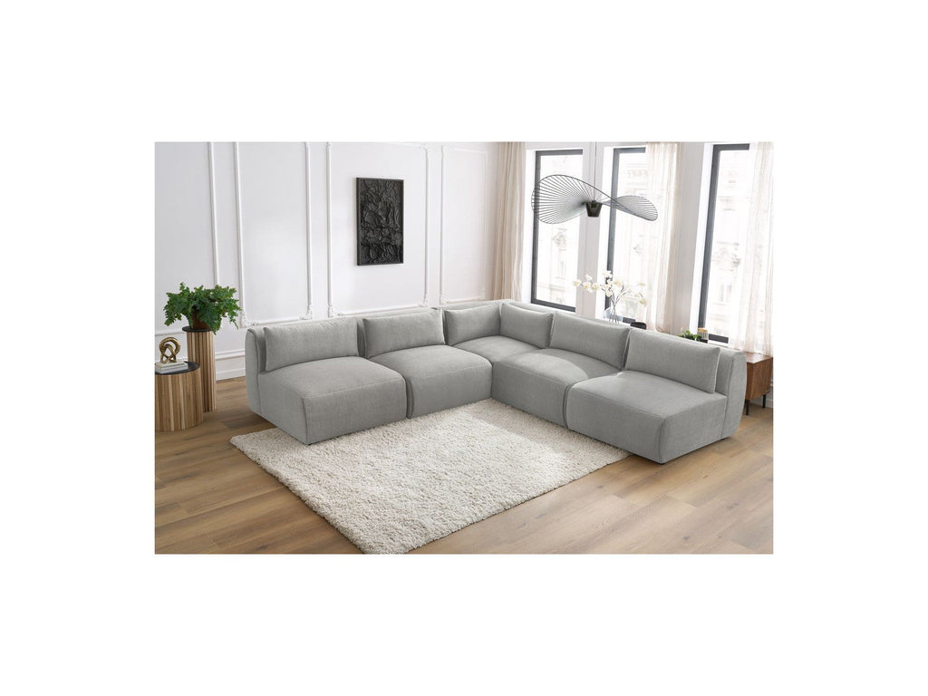 Jeanne - Modular Fixed Corner Sofa - Velvet Fabric with 4 Armless Chairs and 1 Corner Unit