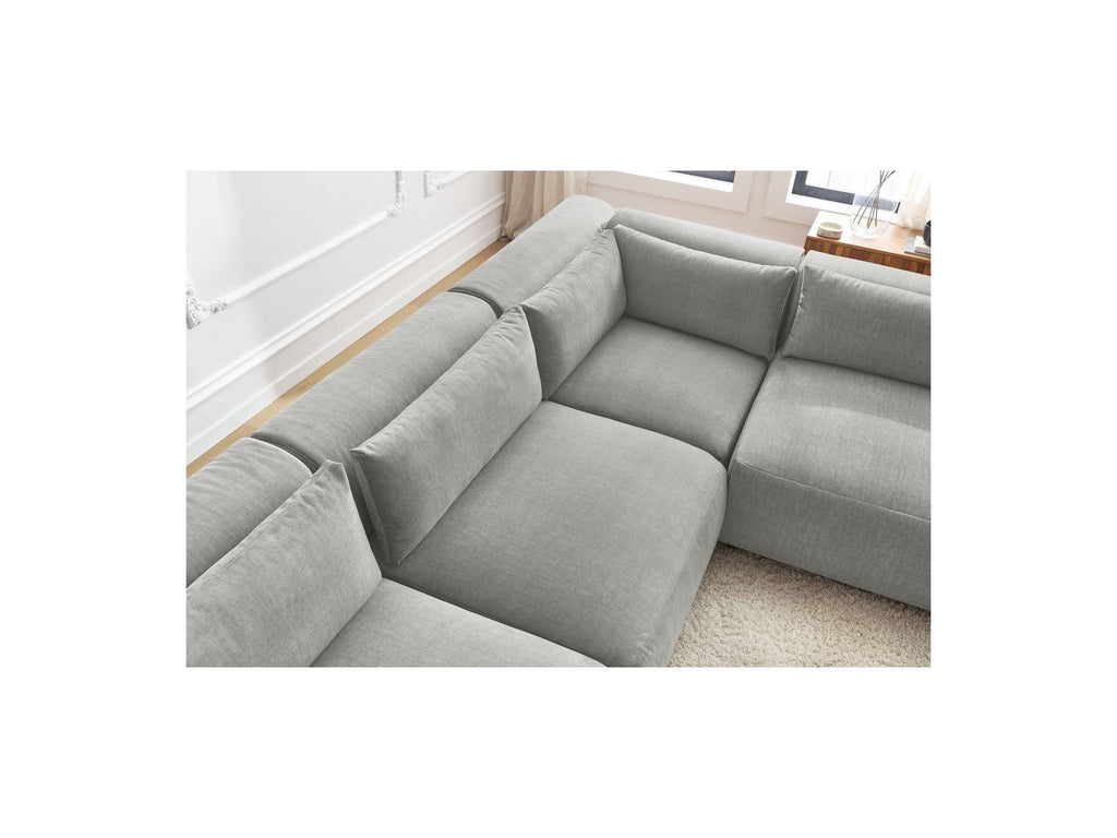 Jeanne - Modular Fixed Corner Sofa - Velvet Fabric with 4 Armless Chairs and 1 Corner Unit