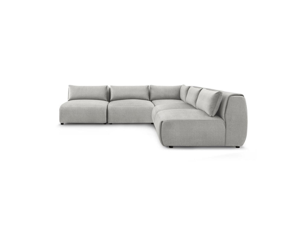 Jeanne - Modular Fixed Corner Sofa - Velvet Fabric with 4 Armless Chairs and 1 Corner Unit