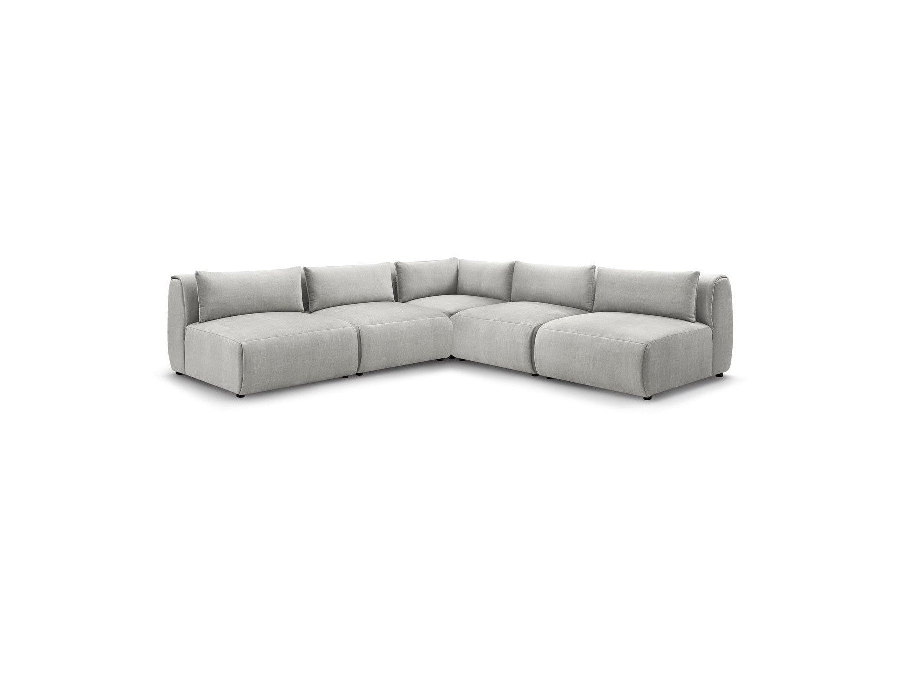 Jeanne - Modular Fixed Corner Sofa - Velvet Fabric with 4 Armless Chairs and 1 Corner Unit